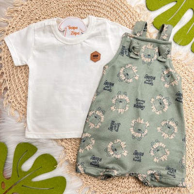 Conj. Camiseta e Jardineira Sunny Lion Roar - Verde